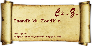 Csanády Zorán névjegykártya